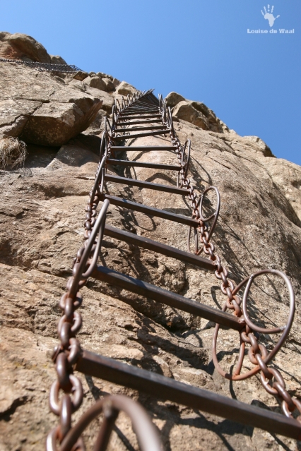 First chain ladder on hike in Drakensberg